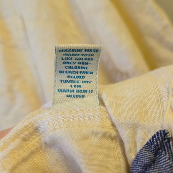 Caribbean Mens Short Sleeve Button-Up Shirt Yellow XL Linen & Cotton Blend - Picture 6 of 8